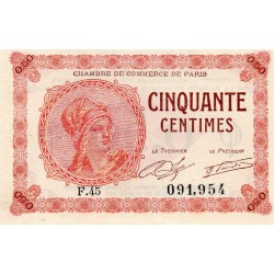 75 - PARIS - 50 CENTIMES - 10/031920 - PARIS CHAMBER OF COMMERCE