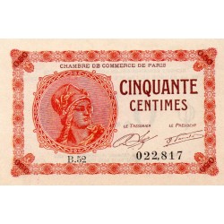 75 - PARIS - 50 CENTIMES - 10/031920 - PARIS CHAMBER OF COMMERCE