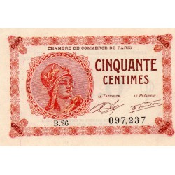 75 - PARIS - 50 CENTIMES - 10/031920 - PARIS CHAMBER OF COMMERCE