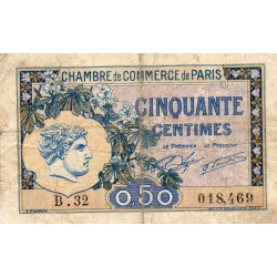 75 - PARIS - 50 CENTIMES - 10/03/1920 - CHAMBRE DE COMMERCE DE PARIS