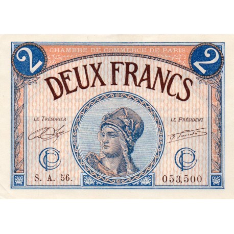 75 - PARIS - 2 FRANCS - 10/03/1920 - CHAMBER OF COMMERCE