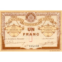 76 - DIEPPE - CHAMBRE DE COMMERCE - 1 FRANC