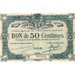 COUNTY 76 - LE HAVRE - CHAMBER OF COMMERCE - 50 CENTIMES - 1916