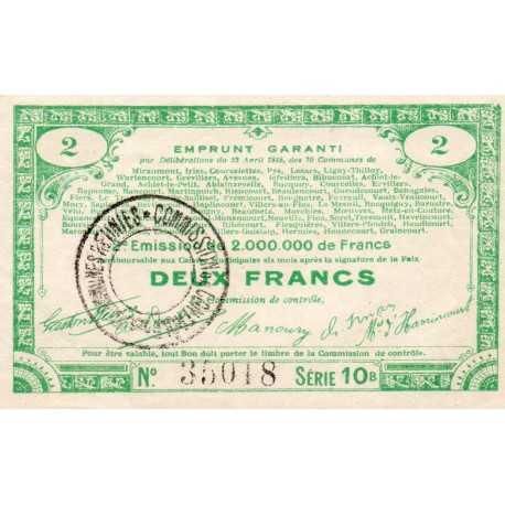 COUNTY 80 - MIRAUMONT - 2 FRANCS - 23/04/1916