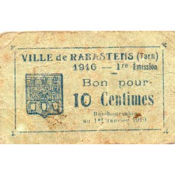COUNTY 81 - RABASTENS - 10 CENTIMES - 1916