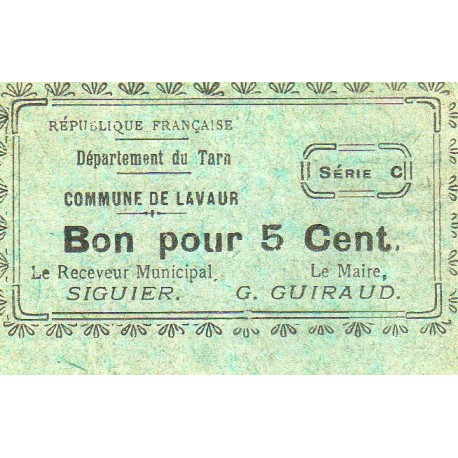 COUNTY 81 - LAVAUR - 5 CENT - 1919