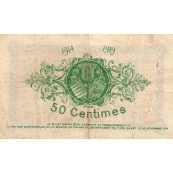 COUNTY 81 - TARN - 50 CENTIMES - 30/11/1914 - UNION OF CHAMBERS OF COMMERCE