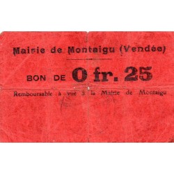 85 - MONTAIGU - BON DE 25 CENTIMES