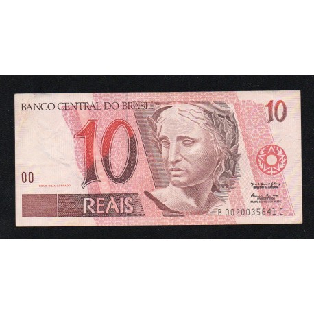 BRAZIL - PICK 245 A.d - 10 REAIS - NO DATE (1997) - SIGN 39 - SERIE B-C