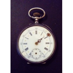 MEN'S POCKET WATCH IN SILVER WITH KEY WINDER  -  GLASS-FREE