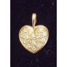 YELLOW GOLD PENDANT - 18 CARATS - HEART-SHAPED DECORATED WITH 12 BRILLIANT (0.24 CARATS IN TOTAL)