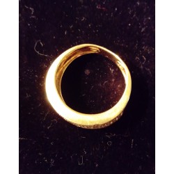 RING IN YELLOW GOLD - 18 CARATS - PAVING OF GLOSSES (TOTAL 0.70 CARAT) - SIZE 54