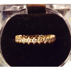 YELLOW GOLD WEDDING RING - 18 CARATS - DECORATED WITH 24 BRILLIANT (TOTAL 0.70 CARAT) - SIZE 53