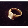 YELLOW GOLD RING - 18 CARATS - PAVING OF 28 GLOSSES (0.70 CARAT IN TOTAL) - SIZE 63