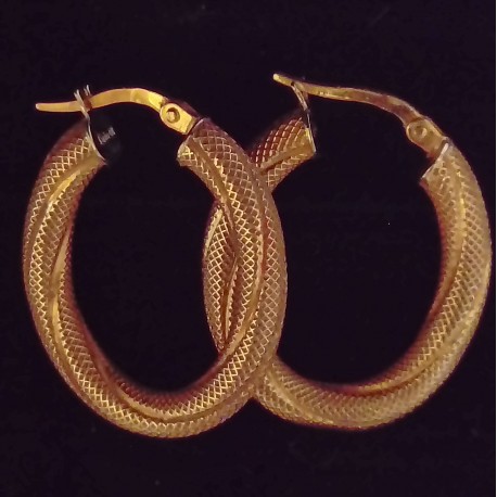 EARRINGS 'CREOLE' YELLOW GOLD 18 CARAT TWISTED