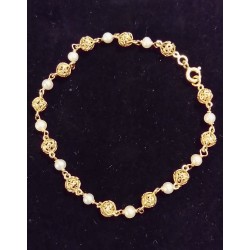 YELLOW GOLD BRACELET - 18 CARATS - 11 ZUCHTPERLEN MIT EINEM DURCHMESSER VON 3 MM