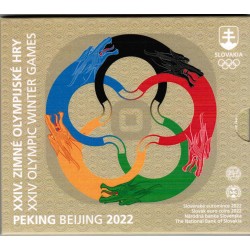 SLOVAKIA - 3.88€ MINTSET 2022 - UNC in Blistercard - 8 coin and 1 medal - BEIJING OLYMPIC GAMES
