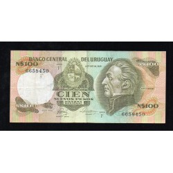 URUGUAY - PICK 61 a - 100 NUEVOS PESOS - NO DATE (1988) - SERIE F