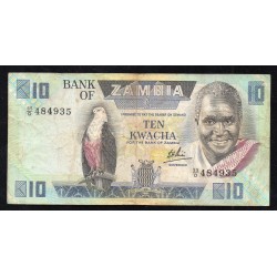 ZAMBIE - PICK 26 d - 10 KWACHA - 1980-1988 - SIGN 6