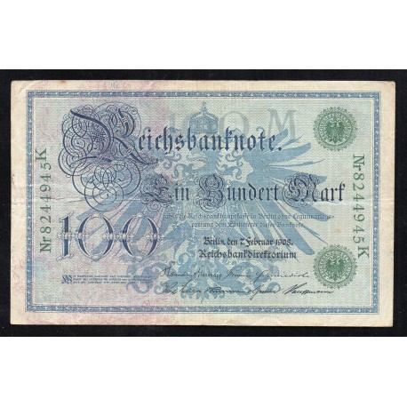 GERMANY - PICK 34 - 100 MARK - 07/02/1908