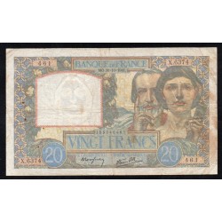 FRANCE - PICK 92 - 20 FRANCS SCIENCE ET TRAVAIL - 30/10/1941