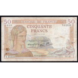 FAY 18/34 - 50 FRANCS CERES - TYPE 1933 - 09/11/1939 - PICK 85
