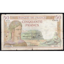 FAY 18/13 - 50 FRANCS CERES - TYPE 1933 - 27/05/1938 - PICK 85