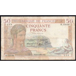 FAY 18/42 - 50 FRANCS CERES - TYPE 1933 - 04/04/1940 - PICK 85