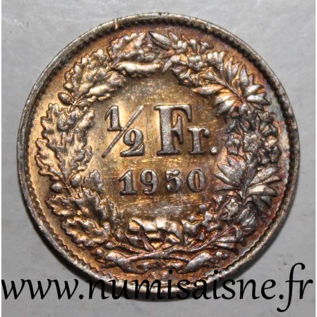 SUISSE - KM 23 - 1/2 FRANC 1950 B - HELVETIA DEBOUT