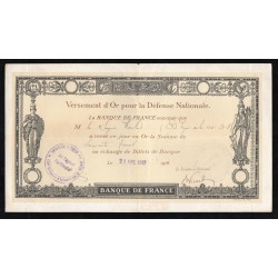 BANQUE DE FRANCE - GOLD PAYOUT FOR NATIONAL DEFENSE - 24/04/1917