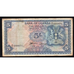 UGANDA - PICK 1 a - 5 SHILLINGS - ND 1966