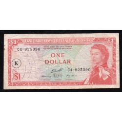 EASTERN CARIBBEAN STATES - PICK 13 k - 1 DOLLAR - UNDATED (1965) - SIGN 10