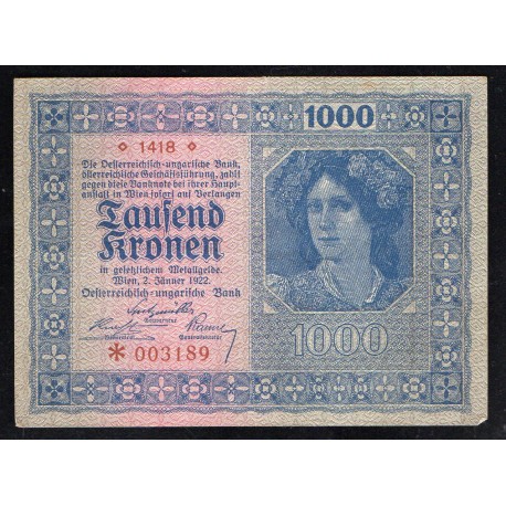 AUTRICHE - PICK 78 - 1000 KRONEN - 02/01/1922