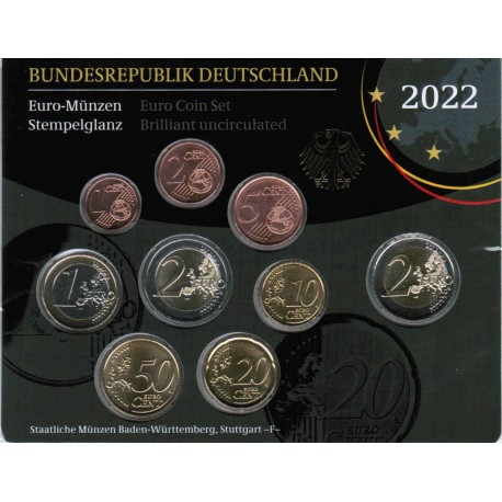 ALLEMAGNE -  COFFRET EURO 2022 - ATELIER F - 9 PIECES (5.88 EUROS) - BRILLANT UNIVERSEL