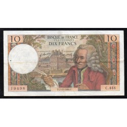 FRANCE - PICK 147 - 10 FRANCS VOLTAIRE - 07/11/1968