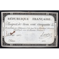 ASSIGNAT DE 250 LIVRES - 7 VENDEMIAIRE L'AN 2 - DOMAINES NATIONAUX - SERIE 4615