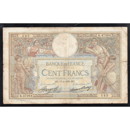 FRANCE - PICK 78 - 100 FRANCS Luc Olivier MERSON - TYPE 1906 - GRAND CARTOUCHE - 17/01/1935 - K.47264