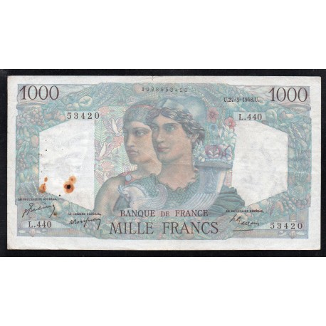 FRANCE - PICK 130 - 1000 FRANCS MINERVE ET HERCULE - 27/05/1948 - L.440