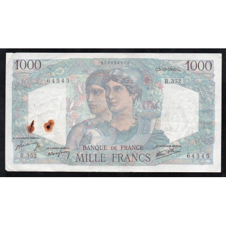 FRANCE - PICK 130 - 1000 FRANCS MINERVE ET HERCULE - 03/10/1946 - R.352