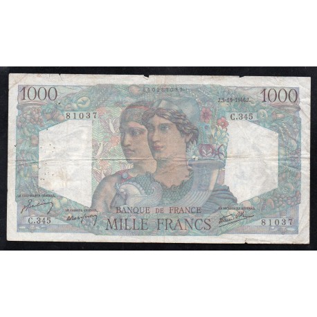 FRANCE - PICK 130 - 1000 FRANCS MINERVE ET HERCULE - 03/10/1946 - E.345