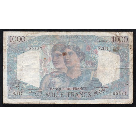 FRANCE - PICK 130 - 1000 FRANCS MINERVE ET HERCULE - 12/09/1946 - N.317