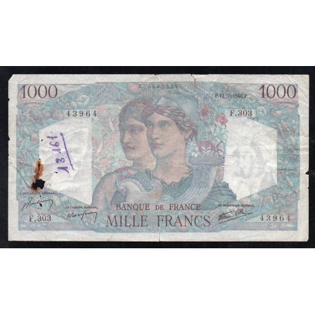 FRANCE - PICK 130 - 1000 FRANCS MINERVE ET HERCULE - 11/07/1946 - F.303