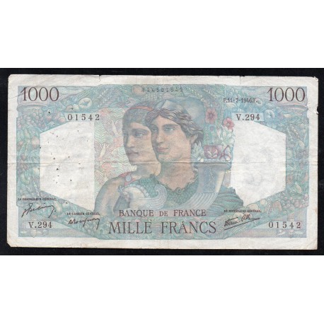 FRANCE - PICK 130 - 1000 FRANCS MINERVE ET HERCULE - 11/07/1946 - V.294