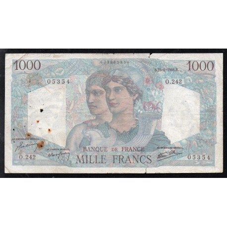 FRANCE - PICK 130 - 1000 FRANCS MINERVE ET HERCULE - 25/04/1946 - A.242