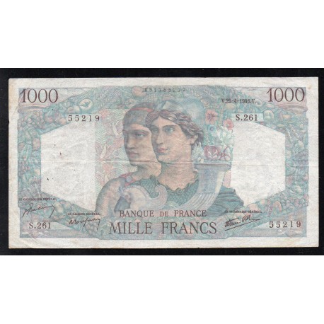 FRANCE - PICK 130 - 1000 FRANCS MINERVE ET HERCULE - 25/04/1946 - S.261