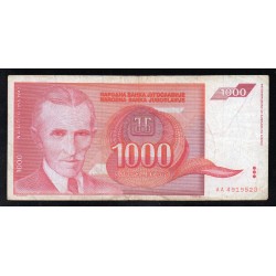 YOUGOSLAVIE - PICK 114 - 1 000 DINARA - 1992