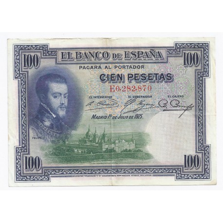 SPAIN - 100 PESETAS 1925 - 01/07/1925 - TRES TRES BEAU