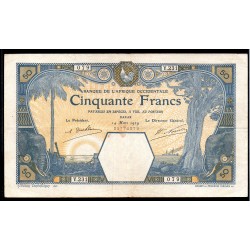 AFRIQUE OCCIDENTALE FRANCAISE - PICK 9B - c - 50 FRANCS - 14/03/1929