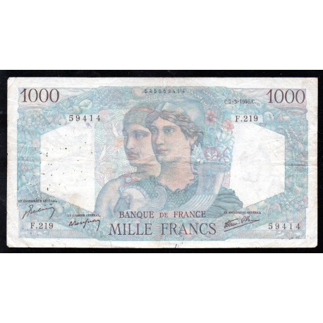 FRANCE - PICK 130 - 1000 FRANCS MINERVE ET HERCULE - 07/03/1946 - G.220