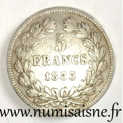 FRANKREICH - KM 749 - 5 FRANCS 1833 W - Lille - TYP LOUIS PHILIPPE 1er